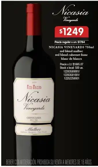 Disco Vino nicasia vineyards 750ml oferta