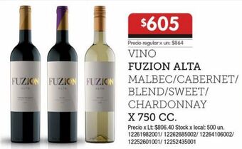 Disco Vino fuzion alta 750cc oferta