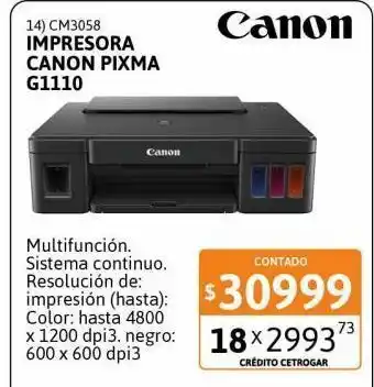 Cetrogar Canon Impresora Pixma G1110 oferta