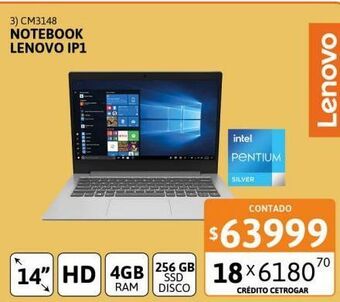 Cetrogar Notebook lenovo ip1-14igl05 n5030 4gb-256gbs oferta