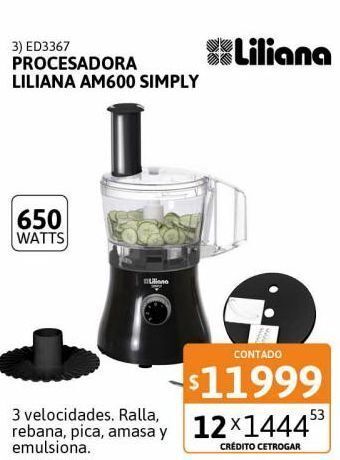 Cetrogar Procesadora liliana am600 simply 650w oferta