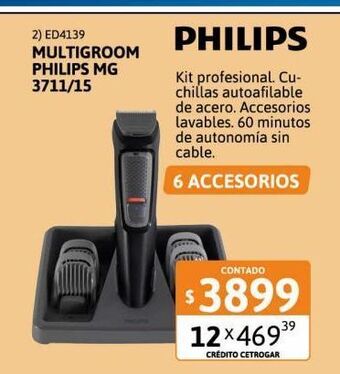 Cetrogar Multigroom philips mg3711/15 6 accesorios oferta