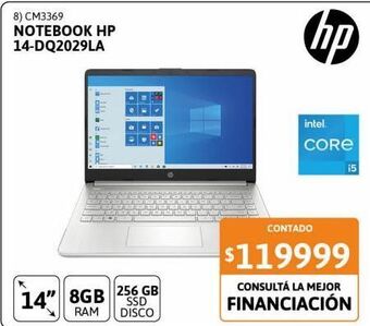 Cetrogar Notebook hp 14" 14-dq2029la i5 8-256gb oferta