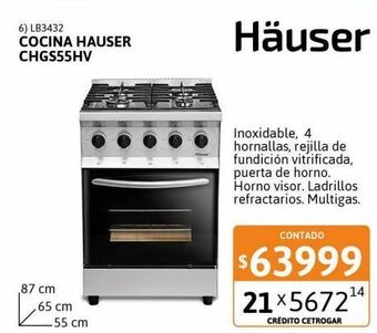 Cetrogar Cocina hauser chgs55hv 55cm oferta