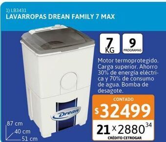 Cetrogar Lavarropas drean family 7 max 7kg oferta