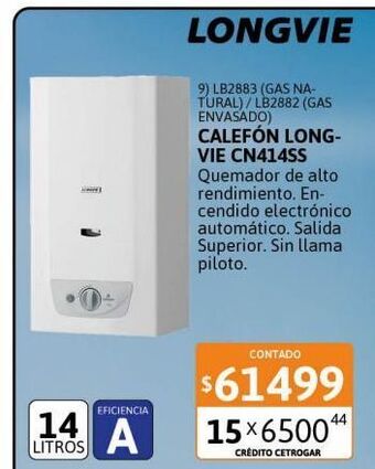 Cetrogar Calefon longvie 14 litros cn414ss ge oferta