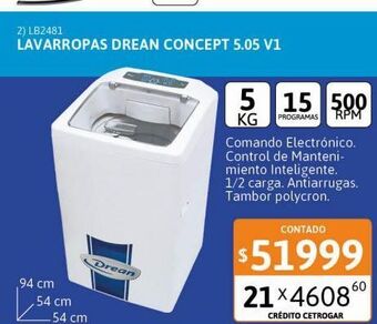Cetrogar Lavarropas drean concept 5.05 v1 5kg 500rpm oferta