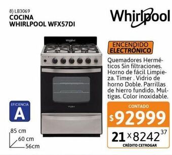 Cetrogar Cocina whirlpool wfx57di inox multigas oferta