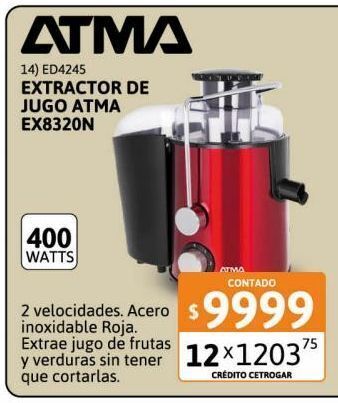 Cetrogar Juguera atma ex8320n 400w inox roja oferta