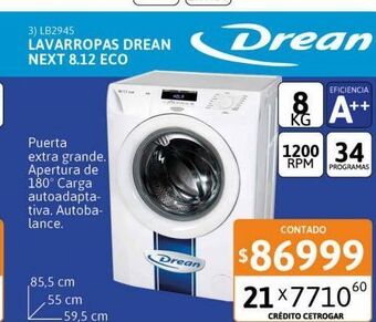 Cetrogar Lavarropas drean next 8.12 eco 8k 1200rpm cf oferta