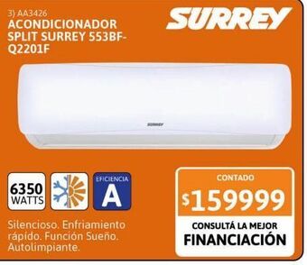 Aire acondicionado split surrey 6350w frío calor 553bfq2201f