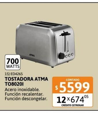 Cetrogar Tostadora atma to8020i oferta