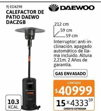 Cetrogar Calefactor de patio a gas daewo daczgb a oferta