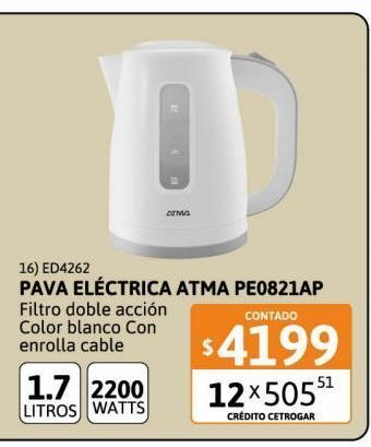 Cetrogar Pava eléctrica atma pe0821ap 1.7lt sin corte oferta