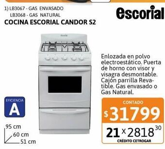 Cetrogar Cocina escorial candor s2 ge 51cm oferta