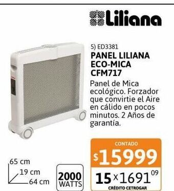 Cetrogar Panel liliana eco-mica 2000w cfm717 oferta