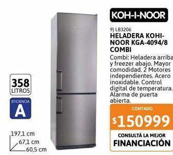 Cetrogar Heladera kohinoor 358 litros kga-4094/8 acero oferta