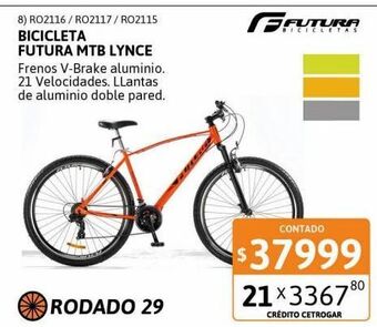 Cetrogar Bicicleta futura r29 mtb lynce 21v amarillo fluor oferta