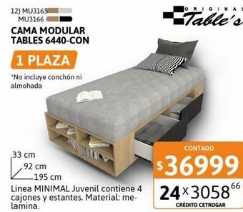Cama modular tables 1 plaza 6440-con