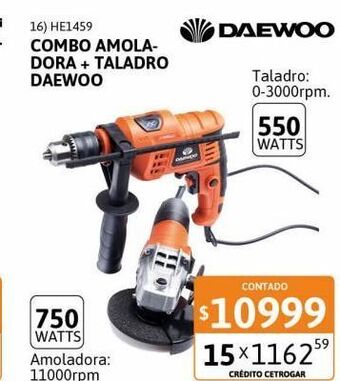 Cetrogar Combo amoladora 750w + taladro daewoo 550w oferta