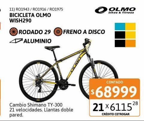 Bicicleta olmo r29 21v wish290 al fd t18 negra y naranja oferta en