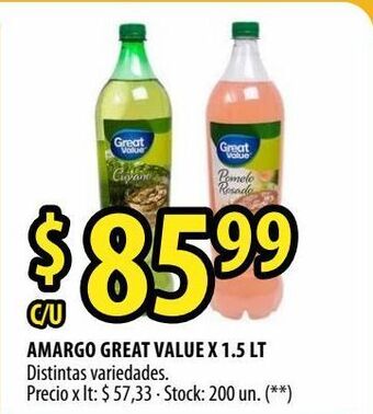 Punto Mayorista Amargo great value x 1.5l oferta