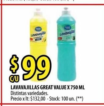 Punto Mayorista Lavavajillas great value x 750ml oferta