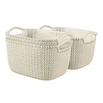 Frávega Set 3 canastos organizadores plasticos mimbre chicos oferta