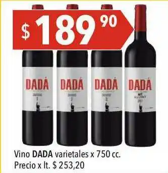 Hergo Dadá Vino Varietales x 750cc oferta