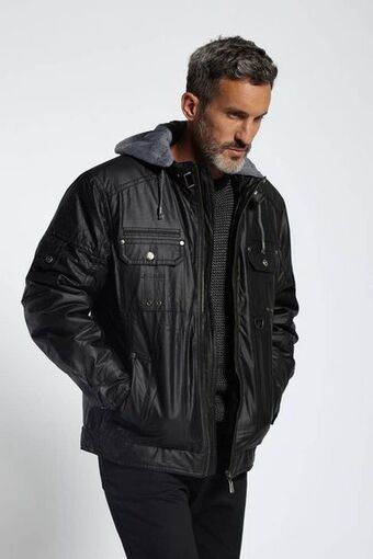 Macowens Campera de microfibra negra oferta