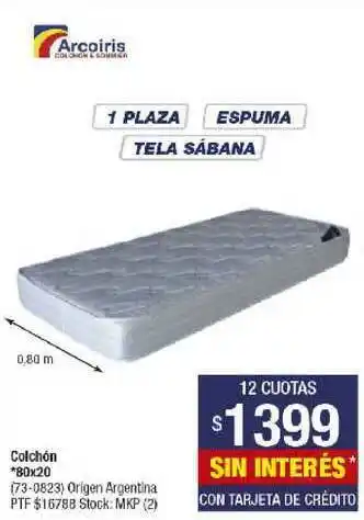 Lombardi Arcoiris Colchón 80x20 oferta