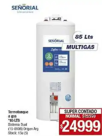 Lombardi Señorial Termotanque A Gas 85 LTS oferta