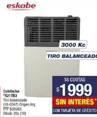 Lombardi Eskabe Calefactor S21 TB3 oferta
