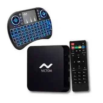 Frávega Convertidor smart tv box nictom 1gb ram 4k android ios netflix series + teclado cuotas oferta