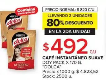Carrefour Dolca Café Instantáneo Suave Doy Pack x 170 g. oferta