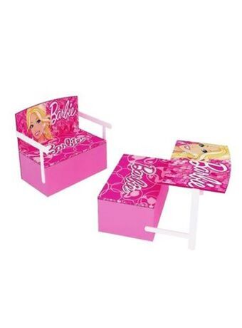 El Mundo del Juguete Set muebles mesa asiento baúl guarda juguetes barbie original oferta