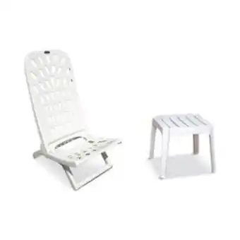 Megatone Reposera plegable plastico art 4325 blanco x1 - mesa barcelona art 4385 blanco - colombraro oferta