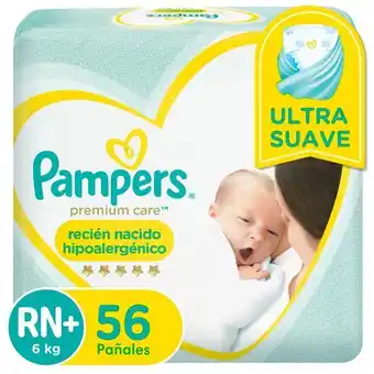 Coto Pañales pampers premium care recién nacido talle rn 56 un oferta