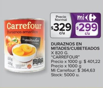 Carrefour Carrefour Duraznos En Mitades/Cubeteados x 820 g. oferta