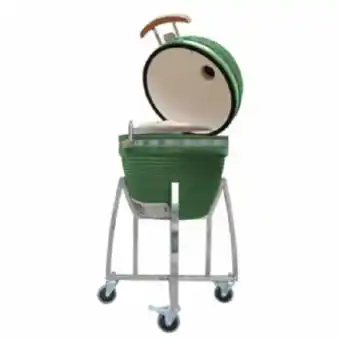 Parrilla kamado de 15 pulgadas horno cerámico verde con base a carbón