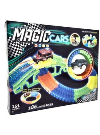 El Mundo del Juguete Pista autos camioneta magic cars 151 pz azul incluye accesorios oferta