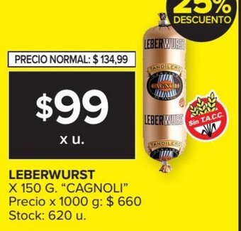 Carrefour Cagnoli Leberwurst x 150 g oferta