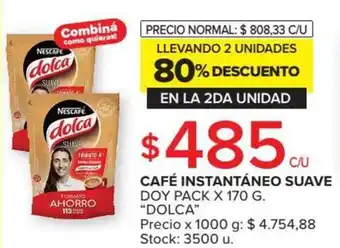 Carrefour Market Dolca Café Instantáneo Suave Doy Pack x 170 g. oferta