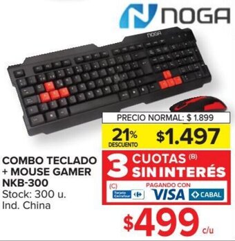 Carrefour Noga Combo Teclado + Mouse Gamer NKB-300 oferta
