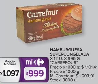 Carrefour Market Carrefour Hamburguesa Supercongelada x 12 u. x 996 g. oferta