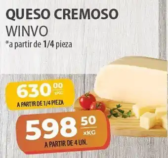 El Milagro Mayorista Winvo Queso Cremoso A Partir de 1/4 Pieza oferta