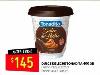 Changomas Dulce de leche tonadita x 400g oferta