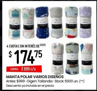 Changomas Manta polar varios diseños oferta
