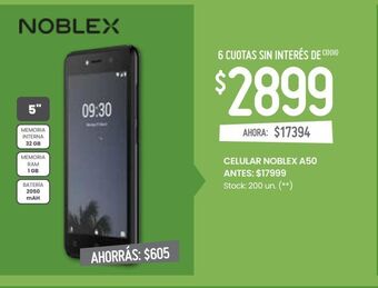 Changomas Celular noblex a50 oferta