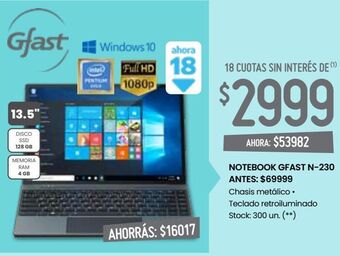 Changomas Notebook gfast n-230 oferta